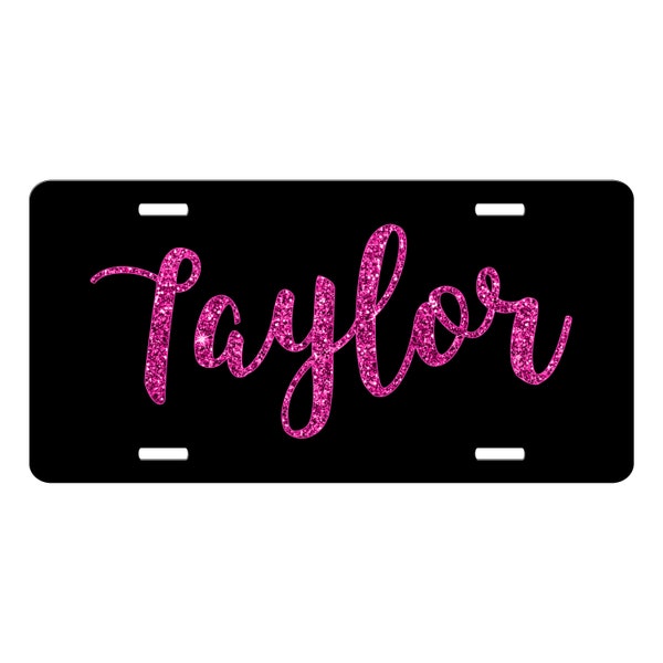 Personalized License Plate With 12 Popular Fonts, 20 Vibrant Colors, 12 Glitter Effect Colors 12X6 Customized Aluminum Vanity Front Car Tag