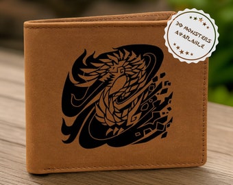 Epic Adventure - Full Grain Leather Wallet: Monster Hunter-Inspired, With Gift Box