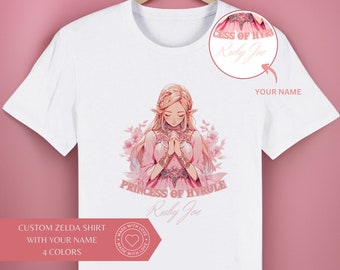 Legend of Zelda Shirt | Organic Shirt | Stanley Stella | Custom Shirt | YourName | Princess Zelda | Hyrule | Pink | Gift for Her | Gaming