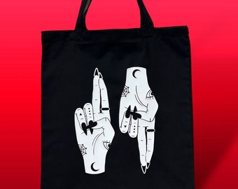 Occult Hands Cotton Tote Bag, Witchy Tote Bag, Occult Tote Bag, Shopping Bag, Goth Accessories, Alternative Fashion, Goth Aesthetic
