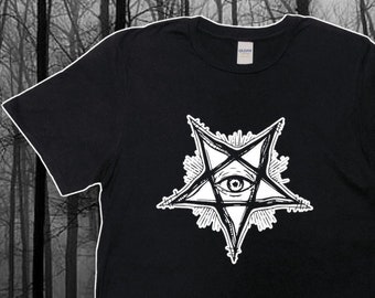 All Seeing Pentagram T-shirt, Goth Aesthetic, Alternative Clothing, Witch, Witchy Vibes, Occult, Dark Side Tee