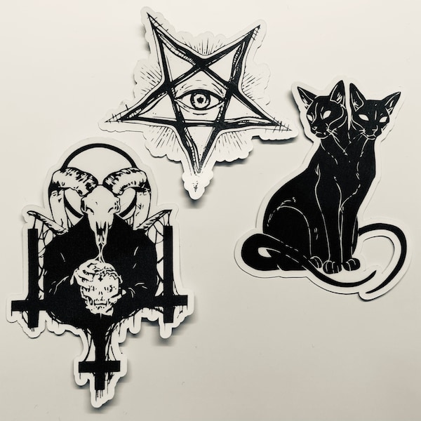 Dark Side Vinyl Sticker Pack, Illustration Vinyl Stickers, Waterproof Stickers, Goth Stickers, Satanic, Esoteric, Occult