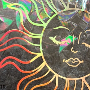 The Sun Window Suncatcher, Window Cling, Prism Suncatcher, Rainbow Suncatcher, Opal Vinyl, Suncatcher Sticker, Witchy Suncatcher