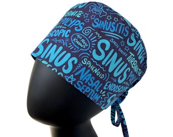 Sinus Surgery Tieback Surgical Scrub cap, for SHORT hair, cool scrub cap, for Rhinology, ENT, Otolaryngology, Ears Nose Throat