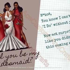 Bridesmaid Card- INSTANT PRINTABLE DOWNLOAD - Bridesmaid Proposal Box Essential Gift, Wedding Proposal Card, Black Bride, Bridal Template