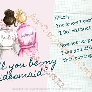 Bridesmaid Card- INSTANT PRINTABLE DOWNLOAD - Bridesmaid Proposal Box Essential Gift, Wedding Proposal Card, White Bride, Bridal Template