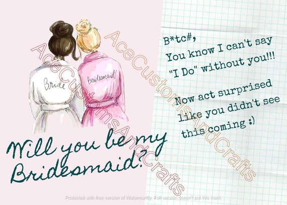 Bridesmaid Card INSTANT PRINTABLE DOWNLOAD Bridesmaid | Etsy