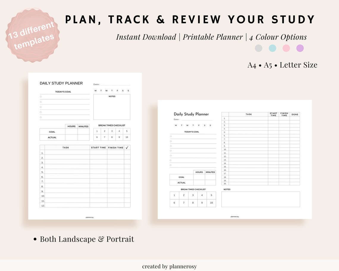 Study Planner Printable Study Guide Student Planner Study - Etsy India