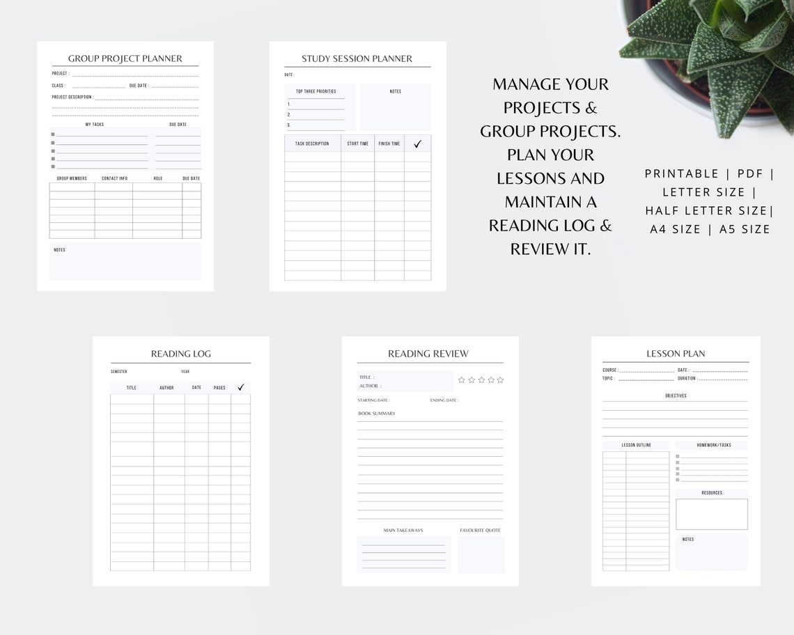 Student Planner Printable Academic Planner Printable Study | Etsy