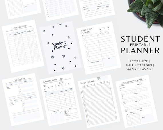 Student Planner Printable Academic Planner Printable Study | Etsy