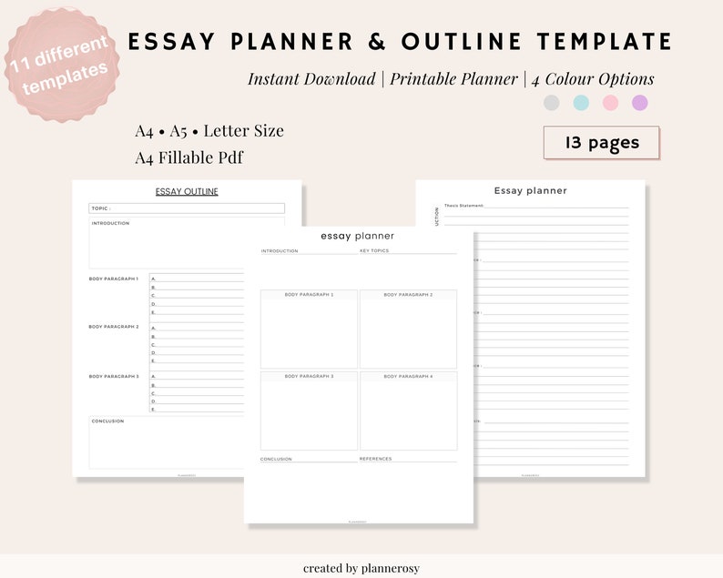 Essay Planner Essay Writing Essay Printable Essay Template - Etsy