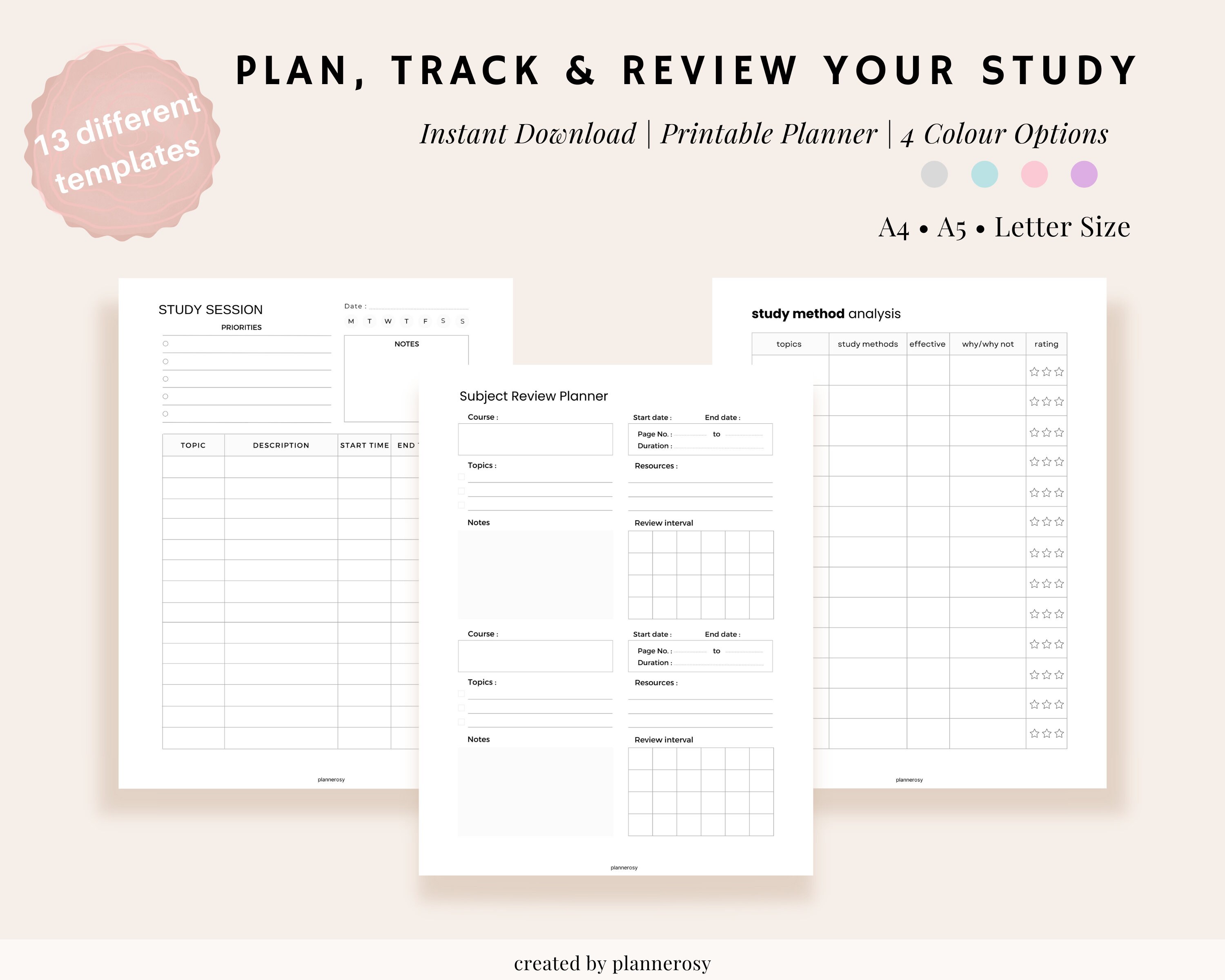 Study Planner Printable Study Guide Student Planner Study - Etsy India