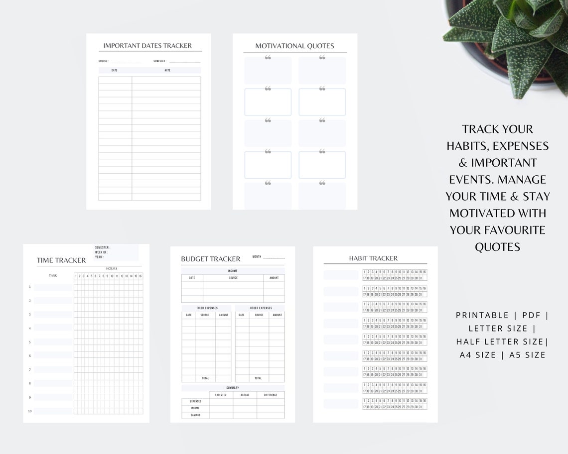 Student Planner Printable Academic Planner Printable Study | Etsy