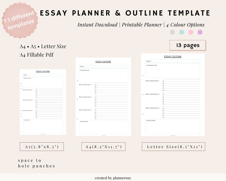 Essay Planner Essay Writing Essay Printable Essay Template - Etsy