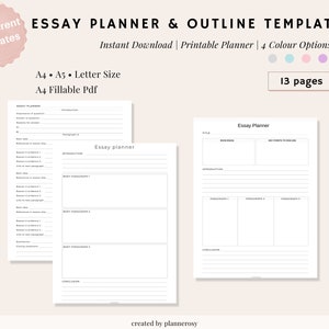 Essay Planner Essay Writing Essay Printable Essay Template - Etsy