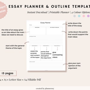 Essay Planner Essay Writing Essay Printable Essay Template - Etsy