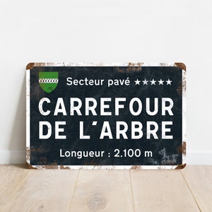 Carrefour de l&#39;Arbre - Vintage Style Parijs - Roubaix Cycling Road Sign - Cadeau voor fietser