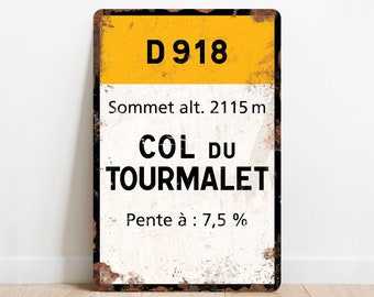 Col du Tourmalet - Tour de Francia de estilo vintage Fietsbord - Cadeau voor fietser