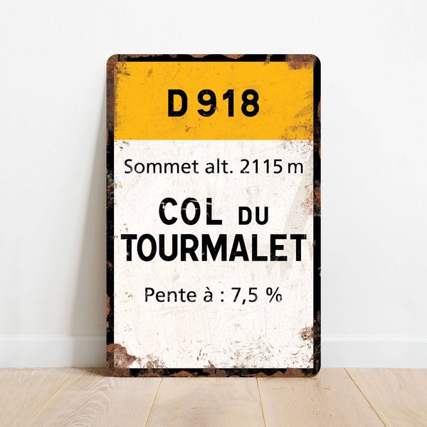 Col du Tourmalet - Vintage Style Tour de France Fietsbord - Cadeau voor fietser