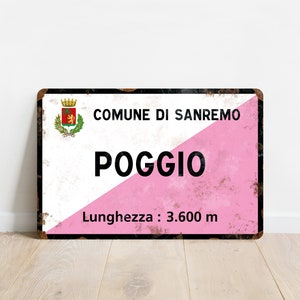 Poggio - Vintage Style Milano - Sanremo Cycling Sign - Gift for Cyclists