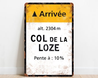 Col de la Loze - Fietsbord style vintage Tour de France - Cadeau pour personne