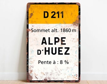 Alpe d'Huez - Vintage Style Tour de France Fietsbord - Cadeau voor fietser