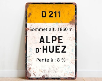 Alpe d'Huez – Tour de France Fietsbord w stylu vintage – Cadeau voor fietser