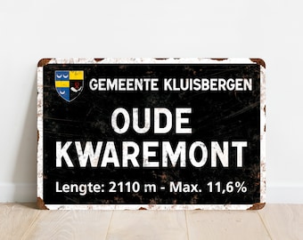 Oude Kwaremont - Vintage Style Ronde van Vlaanderen Fietsbord - Cadeau voor fietser