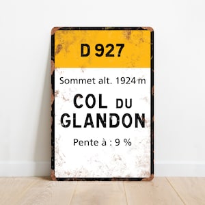 Col du Glandon - Placa de señalización ciclista de estilo vintage - Regalo para ciclistas