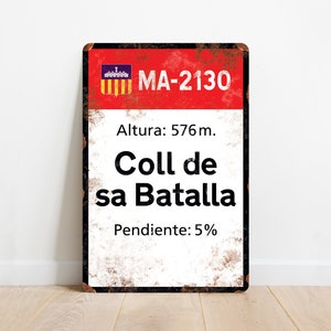 Coll de sa Batalla - Vintage Style Cycling Road Sign Plaque - Gift for Cyclist
