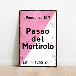 Passo del Mortirolo - Vintage Style Cycling Road Sign Plaque - Cadeau voor fietser
