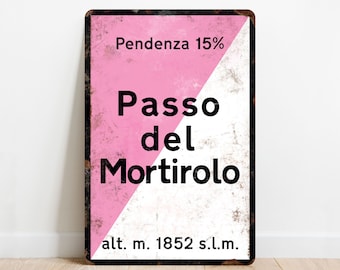 Passo del Mortirolo - Vintage Style Cycling Road Sign Plaque - Cadeau voor fietser