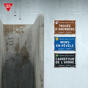 Carrefour de l'Arbre Vintage Style Parijs Roubaix Cycling Road Sign Cadeau voor fietser image 3