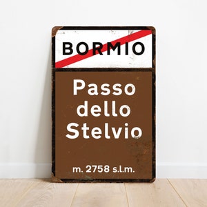 Passo dello Stelvio - Vintage stijl Giro d&#39;Italia fietsbord - cadeau voor fietsers