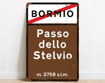 Passo dello Stelvio - Vintage stijl Giro d'Italia fietsbord - cadeau voor fietsers