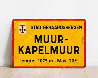 Muur van Geraardsbergen - Vintage Style Ronde van Vlaanderen Fietsbord - Cadeau voor fietser