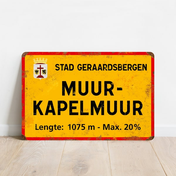 Muur van Geraardsbergen - Vintage Style Tour of Flanders Cycling Sign - Cadeau voor fietser