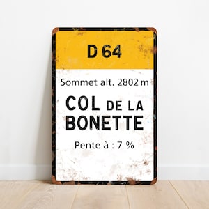 Col de la Bonette - Vintage Style Cycling Road Sign Plaque - Cadeau voor fietser