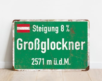 Grossglockner - Vintage Style Cycling Road Sign - Gift for Cyclist