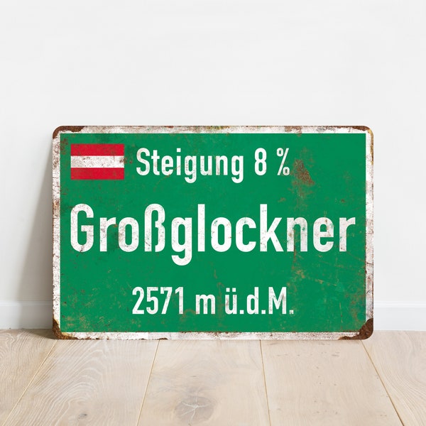 Grossglockner - Panneau de signalisation cycliste de style vintage - Cadeau pour cycliste