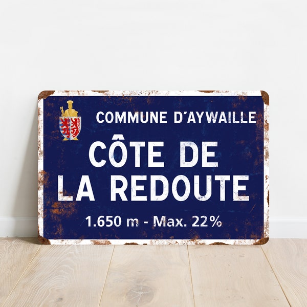 Côte de la Redoute - Vintage Style Luik-Bastenaken-Luik Fietsbord - Cadeau voor fietser