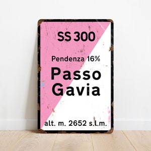 Passo Gavia - Placa de señalización de carretera ciclista de estilo vintage - Cadeau voor fietser