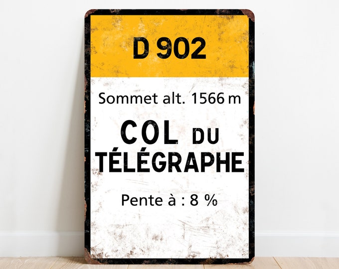 Col du Télégraphe - Vintage Style Tour de France Cycling Sign - Gift for Cyclist