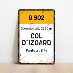 Col d&#39;Izoard - Vintage Style Tour de France Cycling Sign - Gift for Cyclist