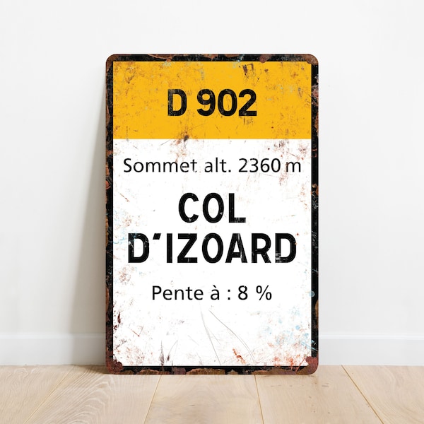 Col d'Izoard - Panneau cycliste vintage style Tour de France - Cadeau pour cycliste