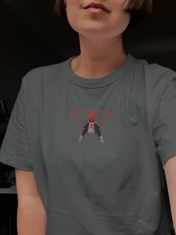 Embroidered Red Hood Shirt Etsy