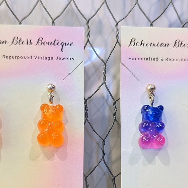 Gummie Bear Stud Earrings, Multiple Color Options Available.