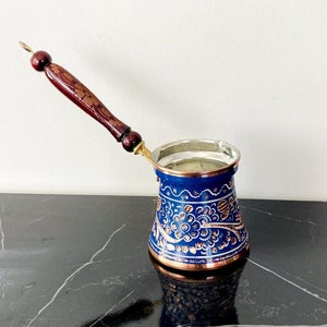 Engraved Solid Copper Turkish Greek Coffee Pot, Turkish Engraved Solid Copper Turkish Greek Coffee Pot, Turkish
