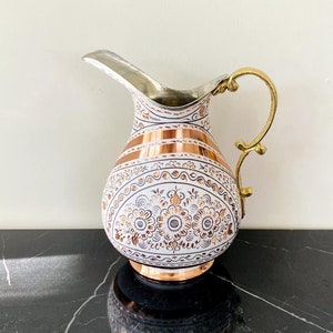White Copper Jug, Copper Water Jug, Moscow Mule Jug, 3-Liter Jug,Patterned Jug, Handmade Copper Jug, Water Jug,Wedding Gift, Serving Jug