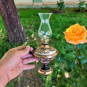 Black Copper Gas Lamp, Night Light, Turkish Lamp, Decorative Vintage Gas Lamp,Copper Oil Lamp,Handmade Gas Lamp,Hurricane Lamp, Wedding Gift